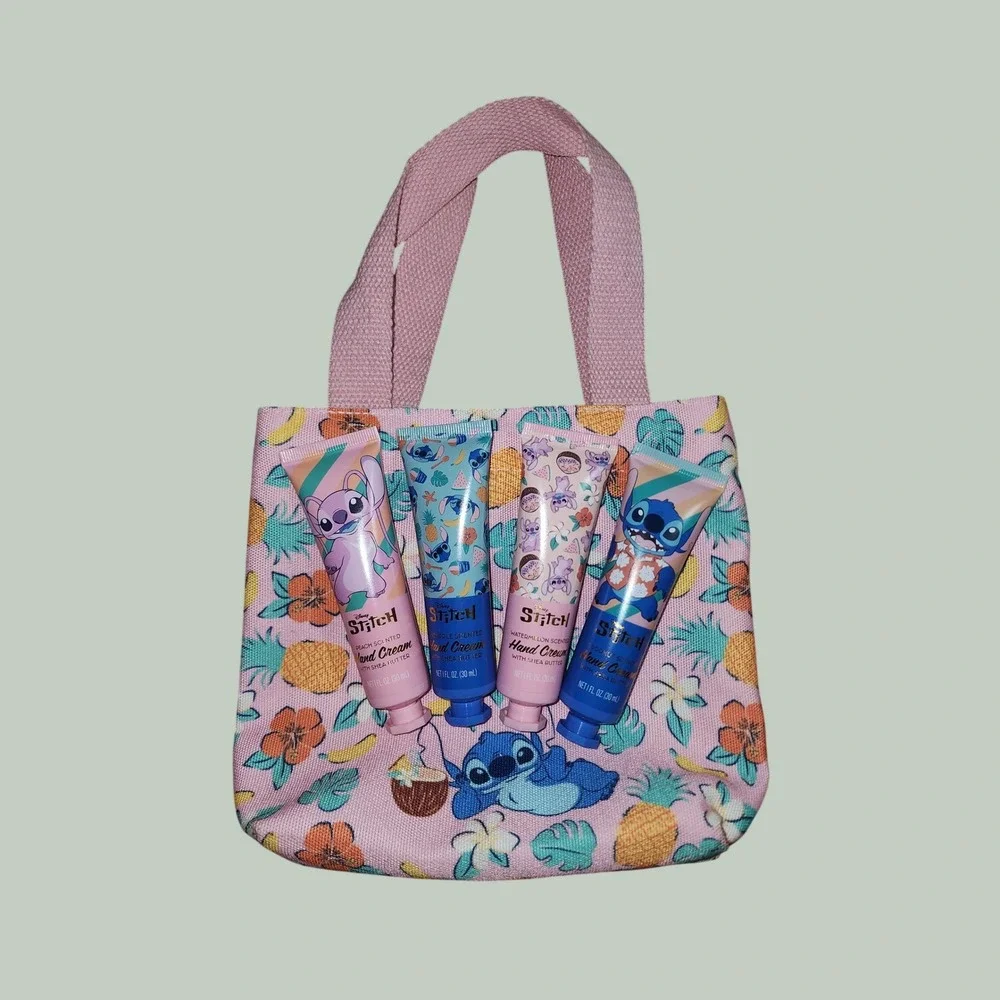 Disney Stitch Hand Cream Gift Set with Mini Tote Bag and Crew Socks Size 9-13